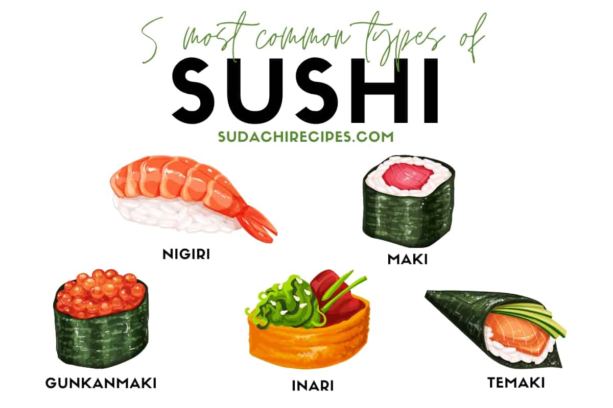 5 common types of sushi illustration