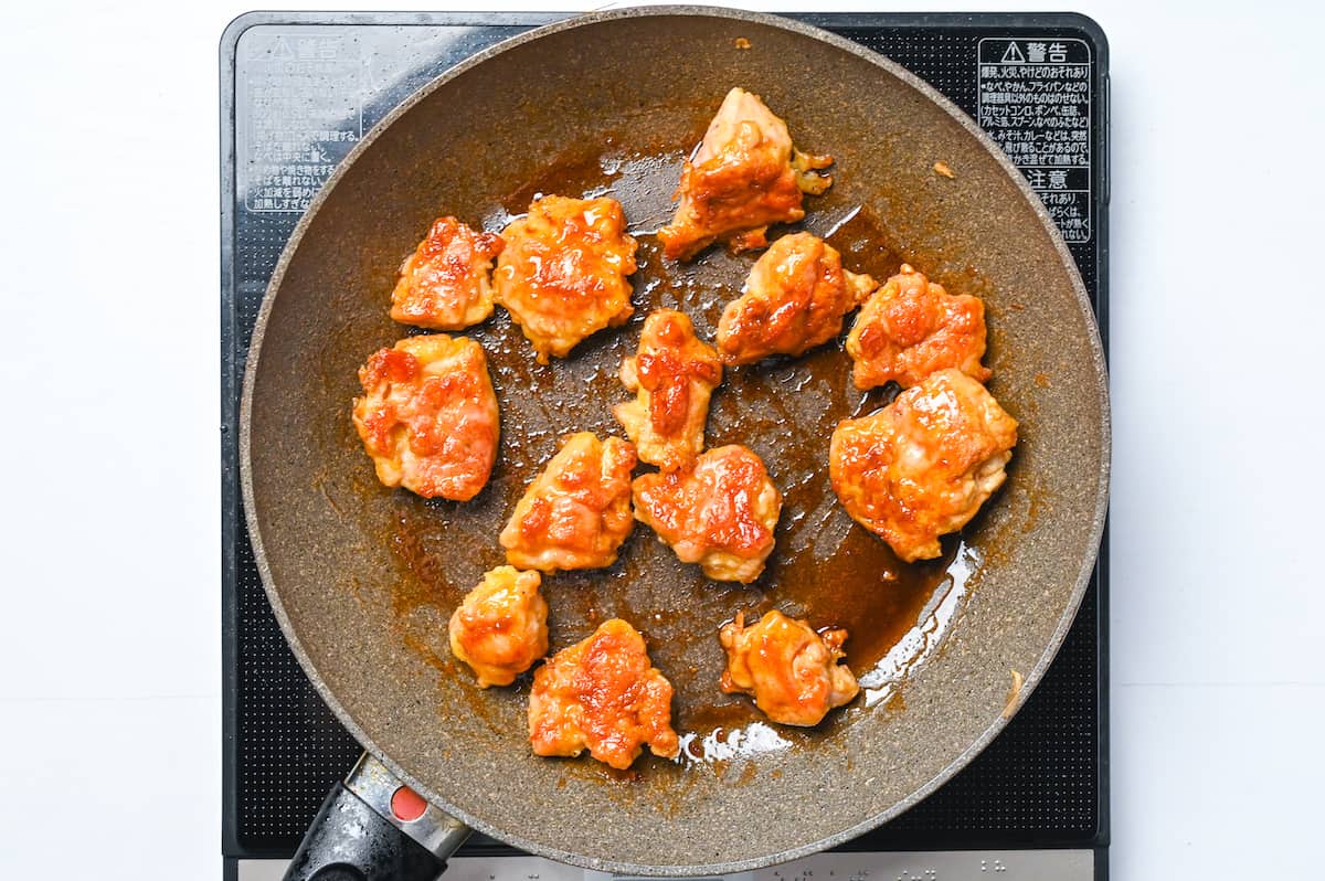 Fried chicken coated in nanban sauce