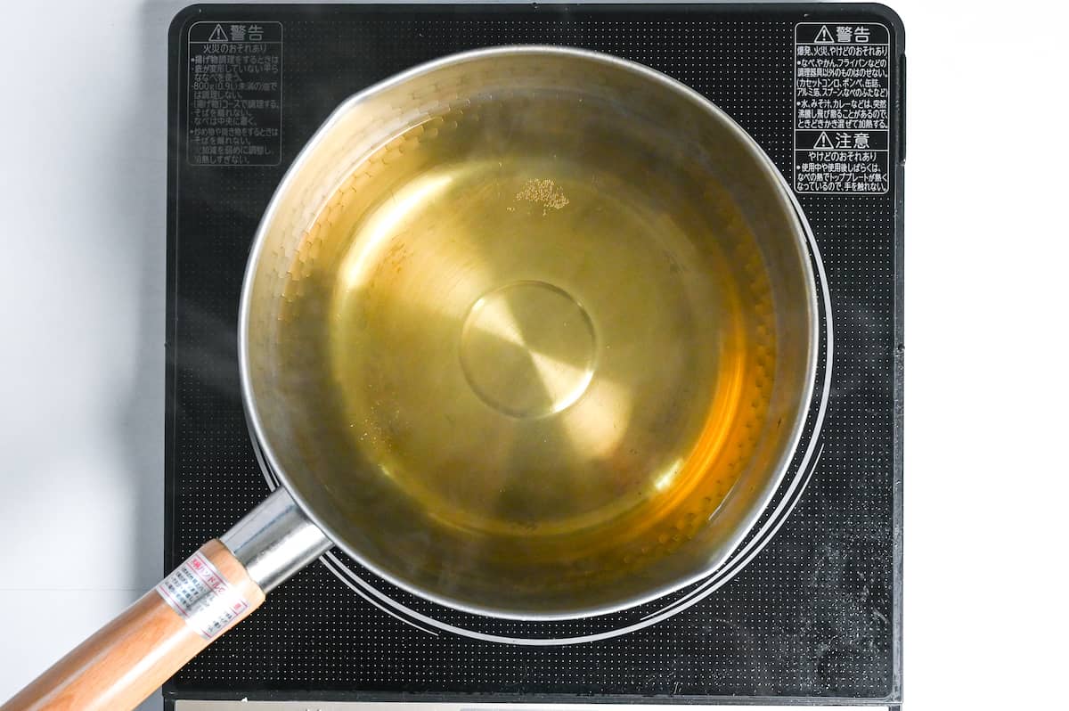 heating dashi in a pot