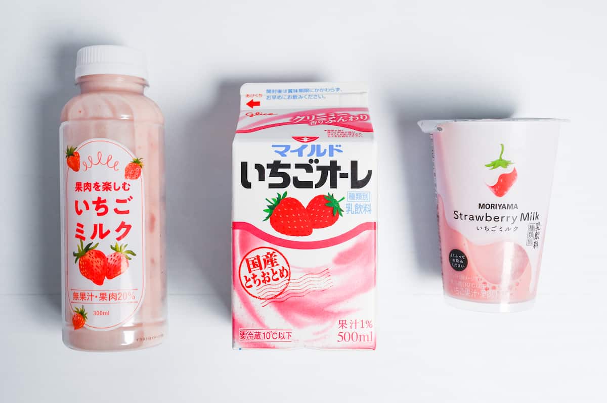 3 brands of strawberry milk available in Japan