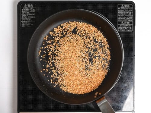 roasted sesame seeds in a pan