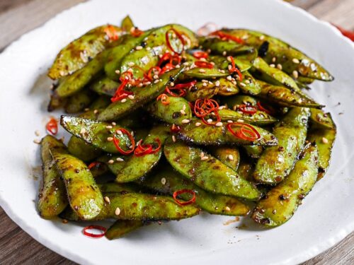 Stir-fried Edamame (with Garlic and Oyster Sauce Glaze) | Sudachi