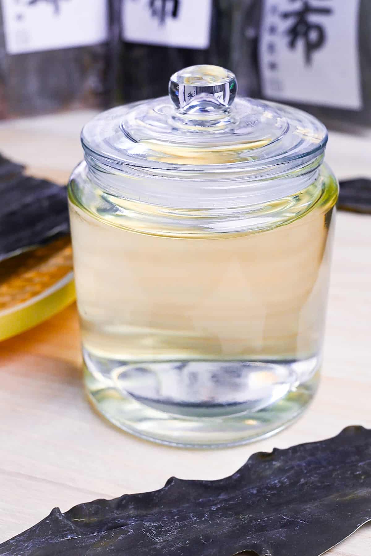 kombu dashi in a glass jar