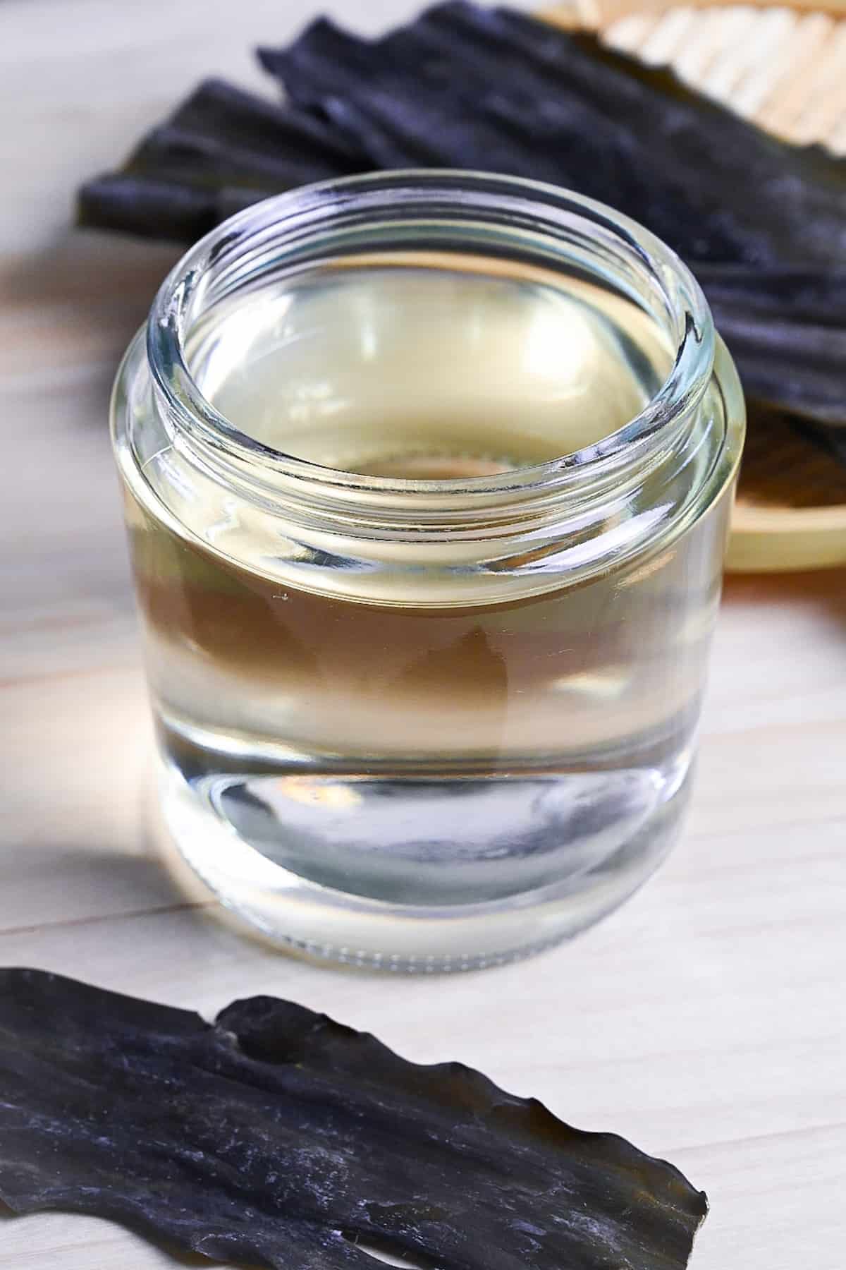 kombu dashi in a glass jar