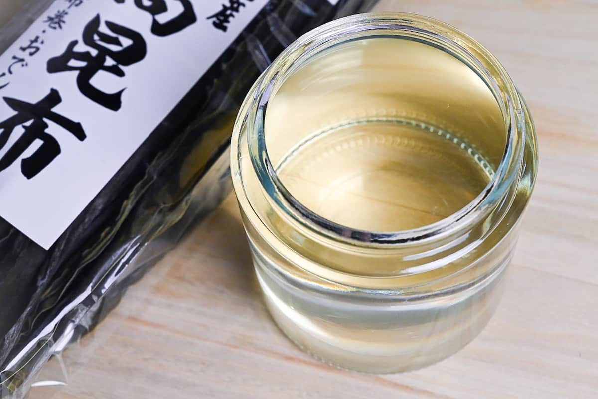 kombu dashi in a glass jar