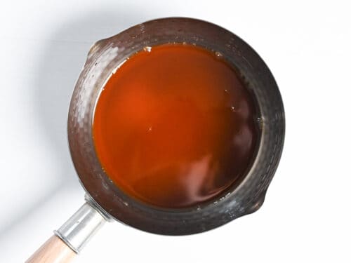 mitarashi sauce mixed in a cold pan