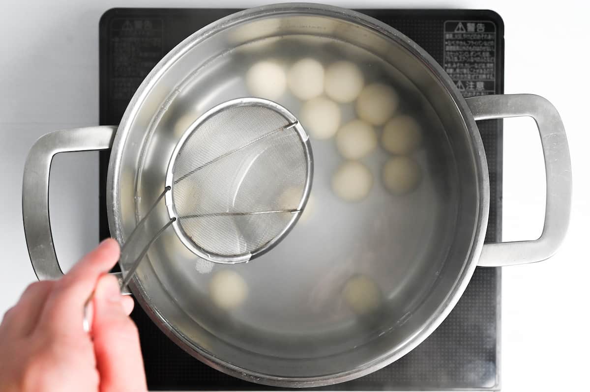 dango in boiling water