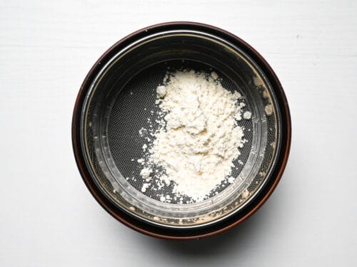 cake flour in a sifter