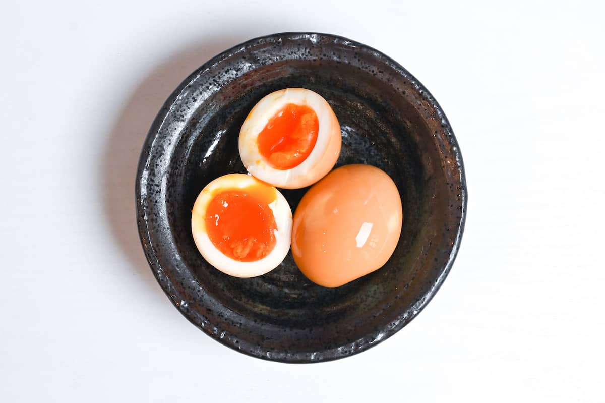 Lunchbox ramen bowls with soy marinated eggs