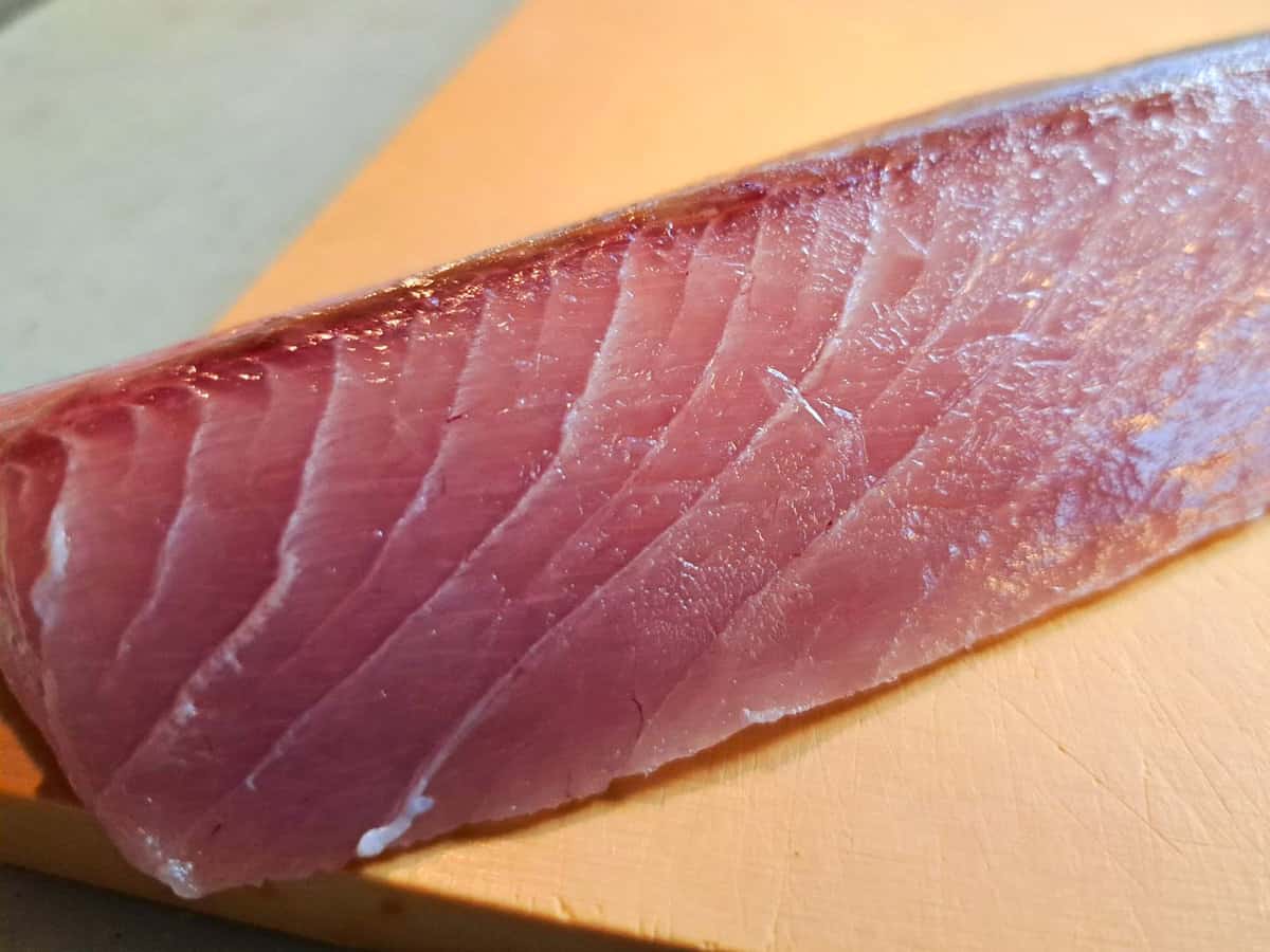 Yellowtail sashimi blood spot