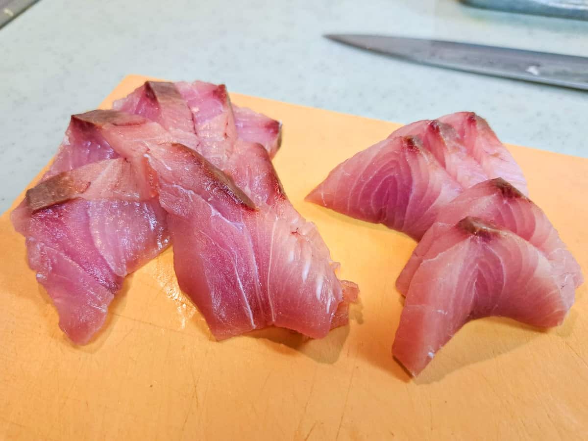 yellowtail sashimi how to cut 2