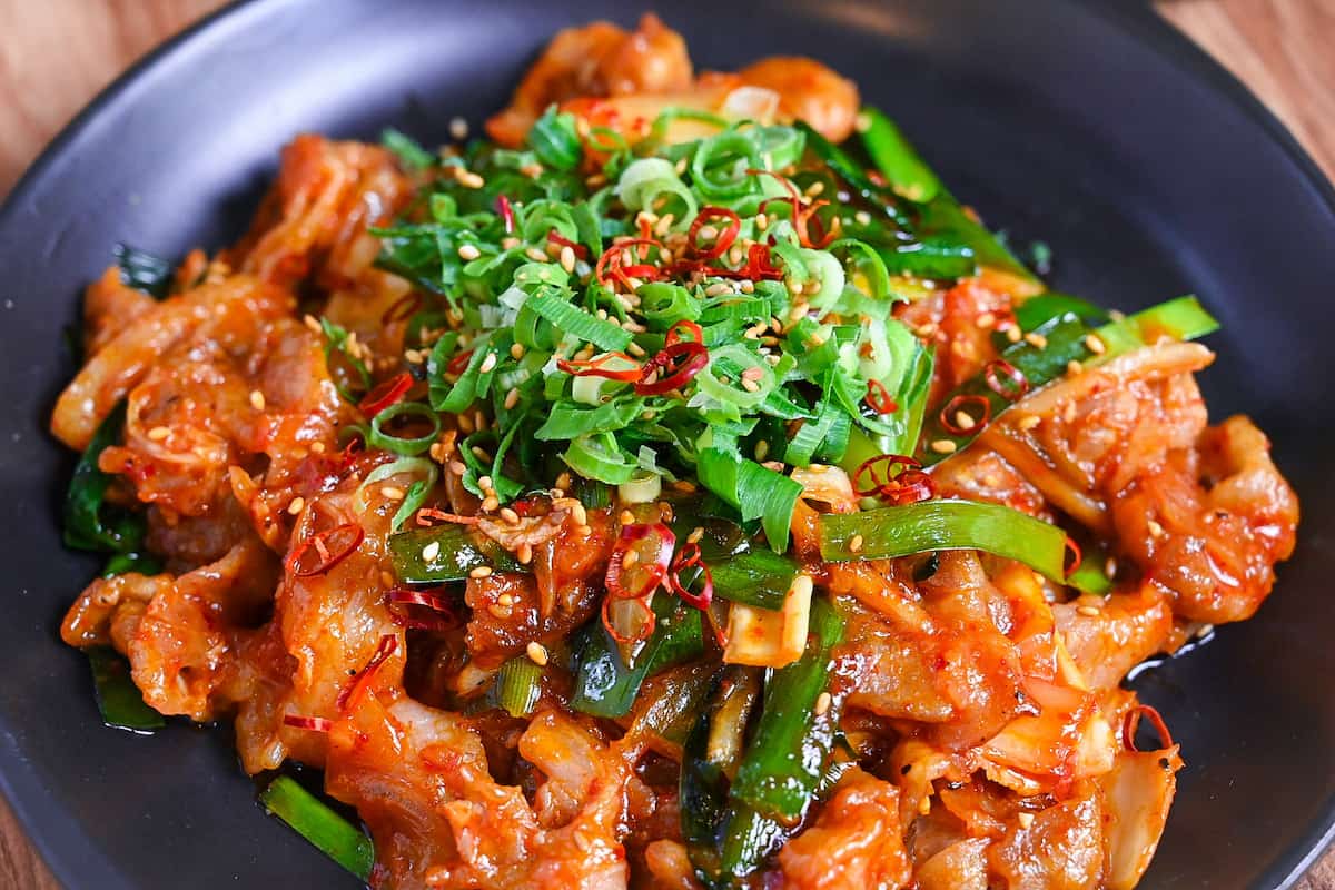 Buta kimchi close up