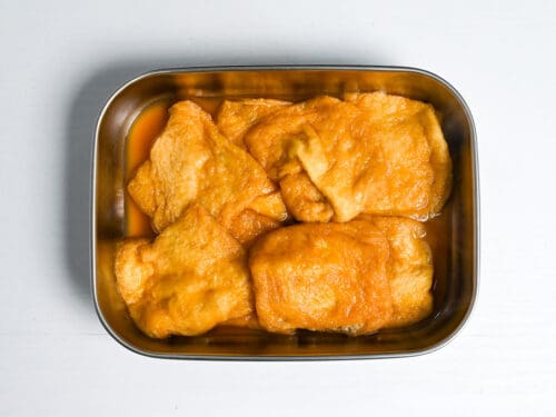 marinated aburaage (deep fried tofu pouch) for inarizushi