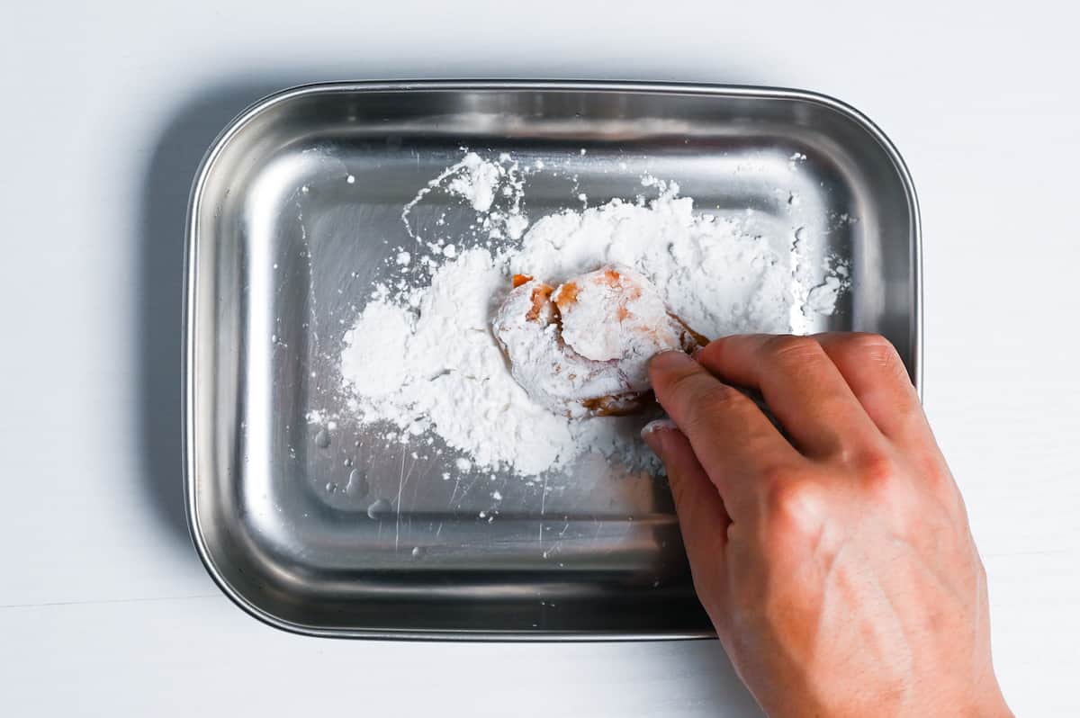 coating chicken in potato starch