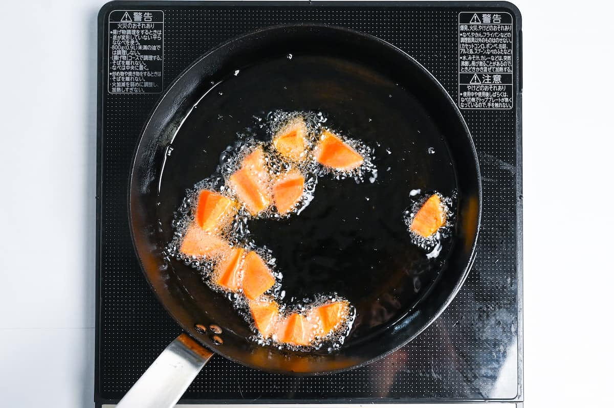 shallow frying carrot