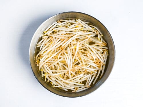 soaking beansprouts in a bowl of water