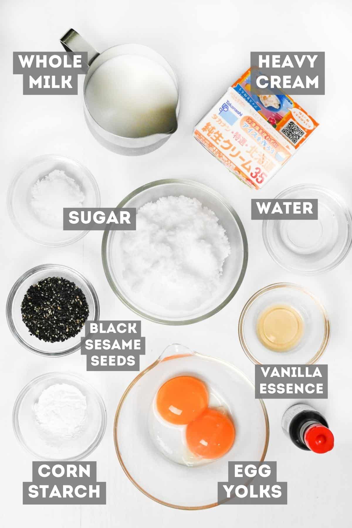 ingredients used to make sesame ice cream