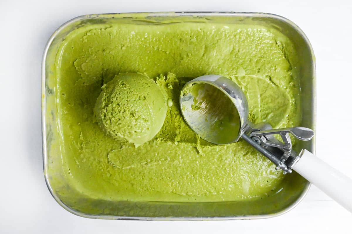 scoop of matcha ice cream