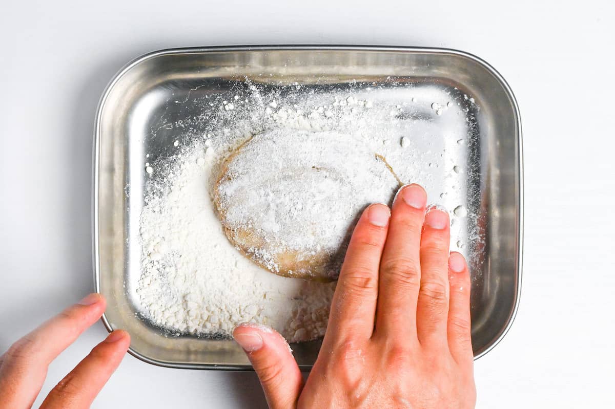 korokke filling coated with a thin layer of flour