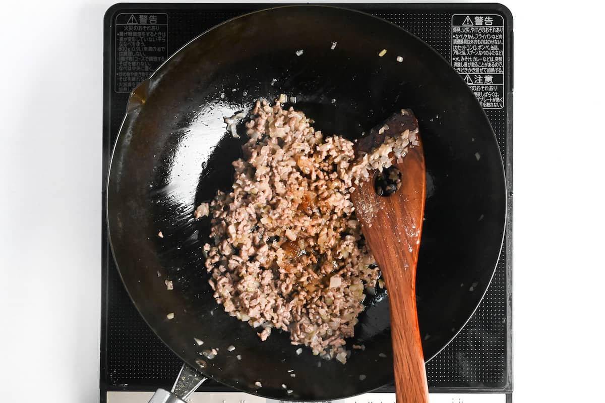 korokke ground meat filling seasoned with soy sauce, mirin and sugar
