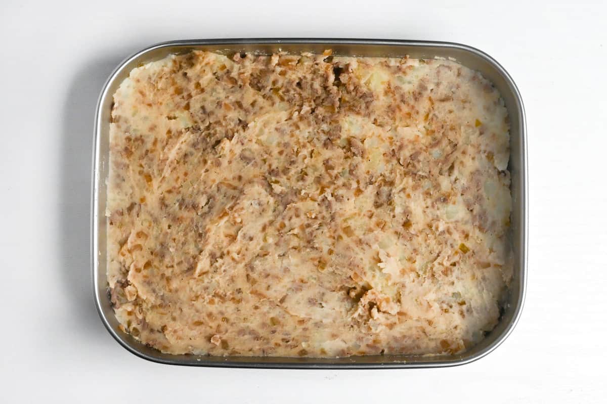 korokke mixture cooling in a wide steel container