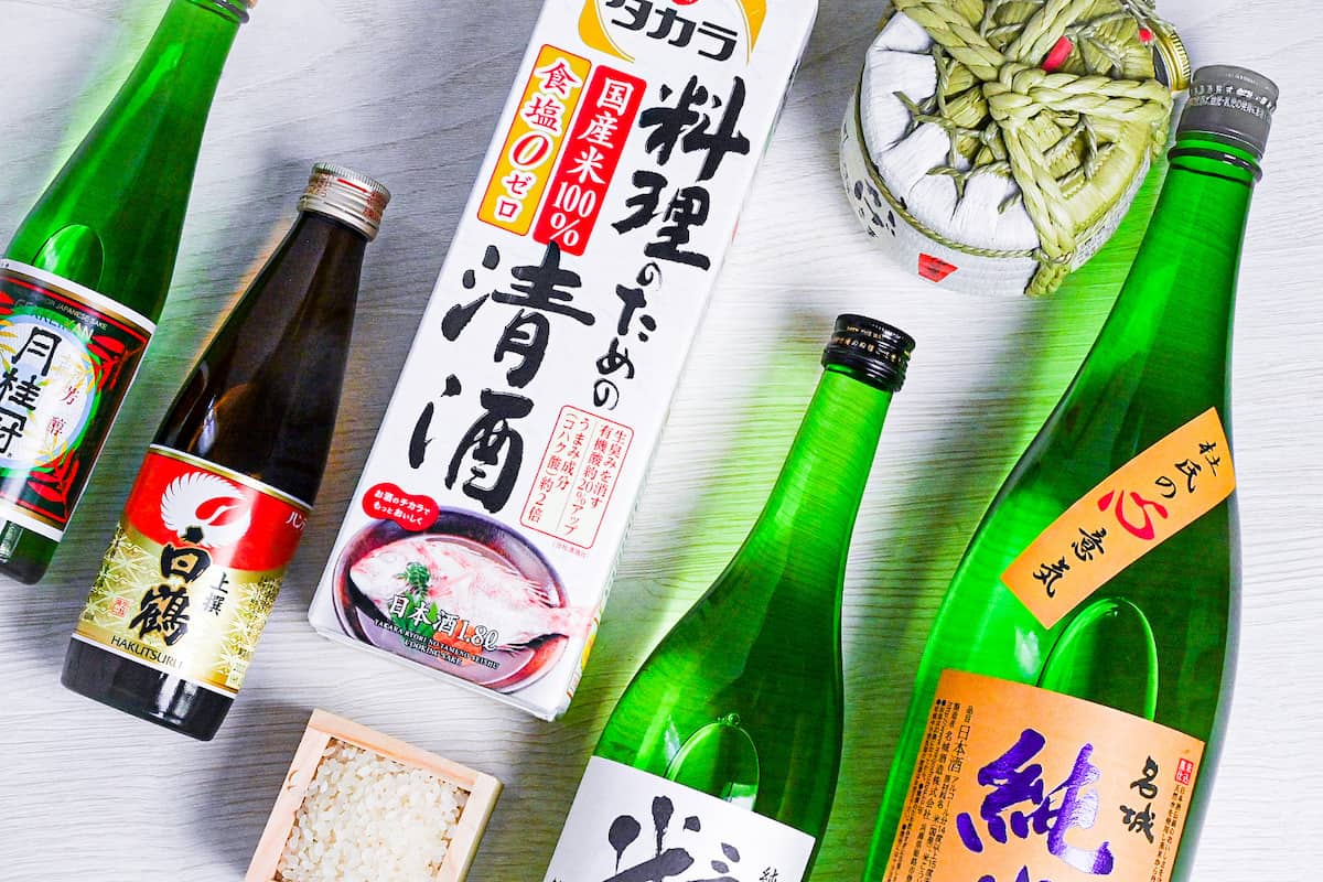 various bottles of sake