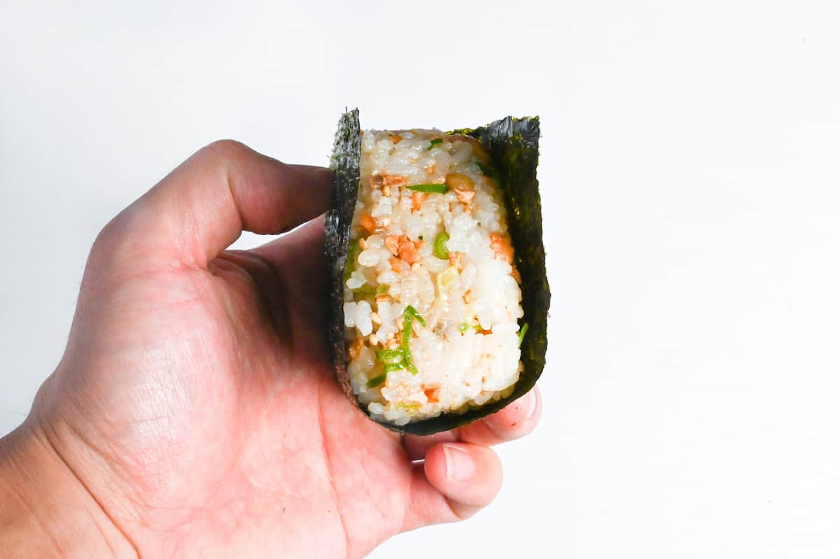 salmon onigiri wrapped with nori