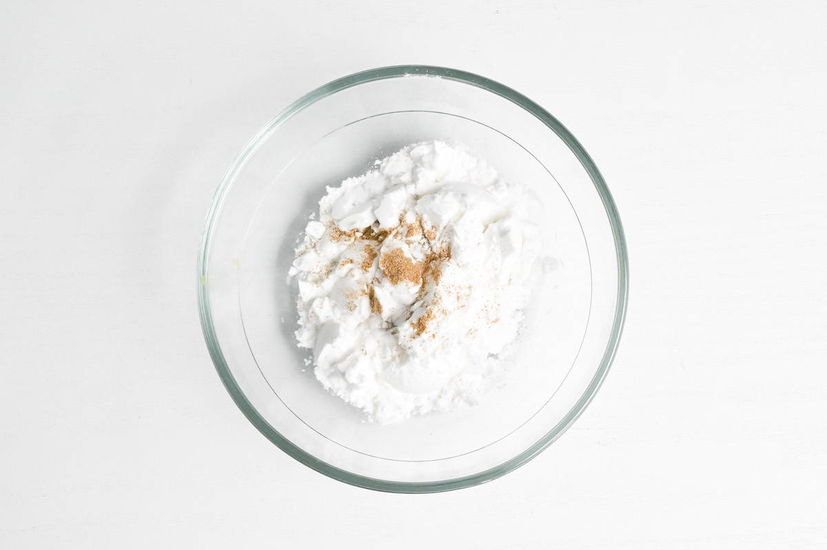 potato starch, salt and pepper in a small glass bowl