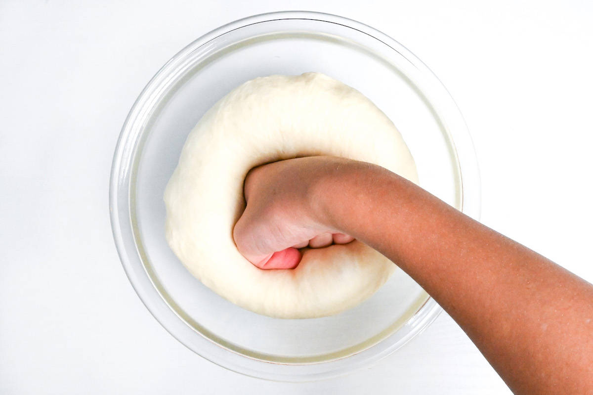 punching the air out of nama shokupan dough