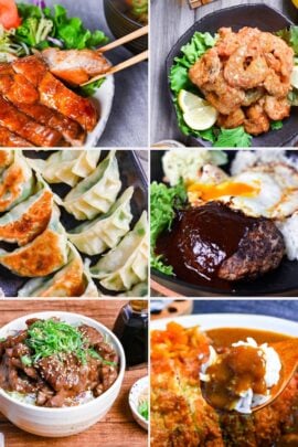 collage of 6 Japanese dinner recipes