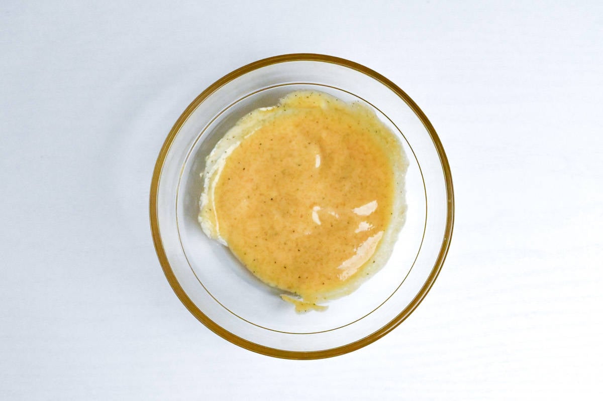 mustard mayo mixed in a small glass bowl