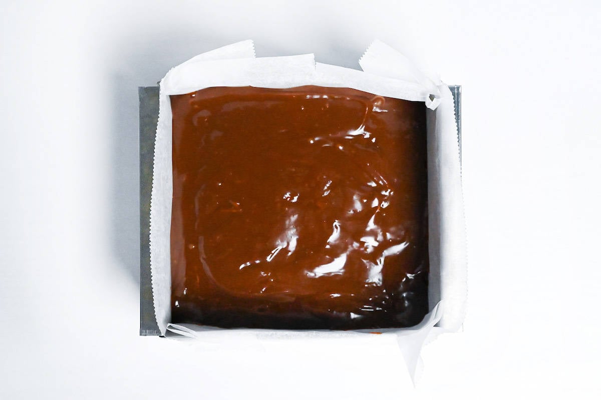 nama chocolate mixture in a mold