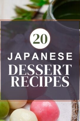 Japanese dessert recipe thumbnail with hanami dango in the background