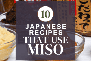 Miso recipes thumbnail with a picture of different kinds of miso paste in the background