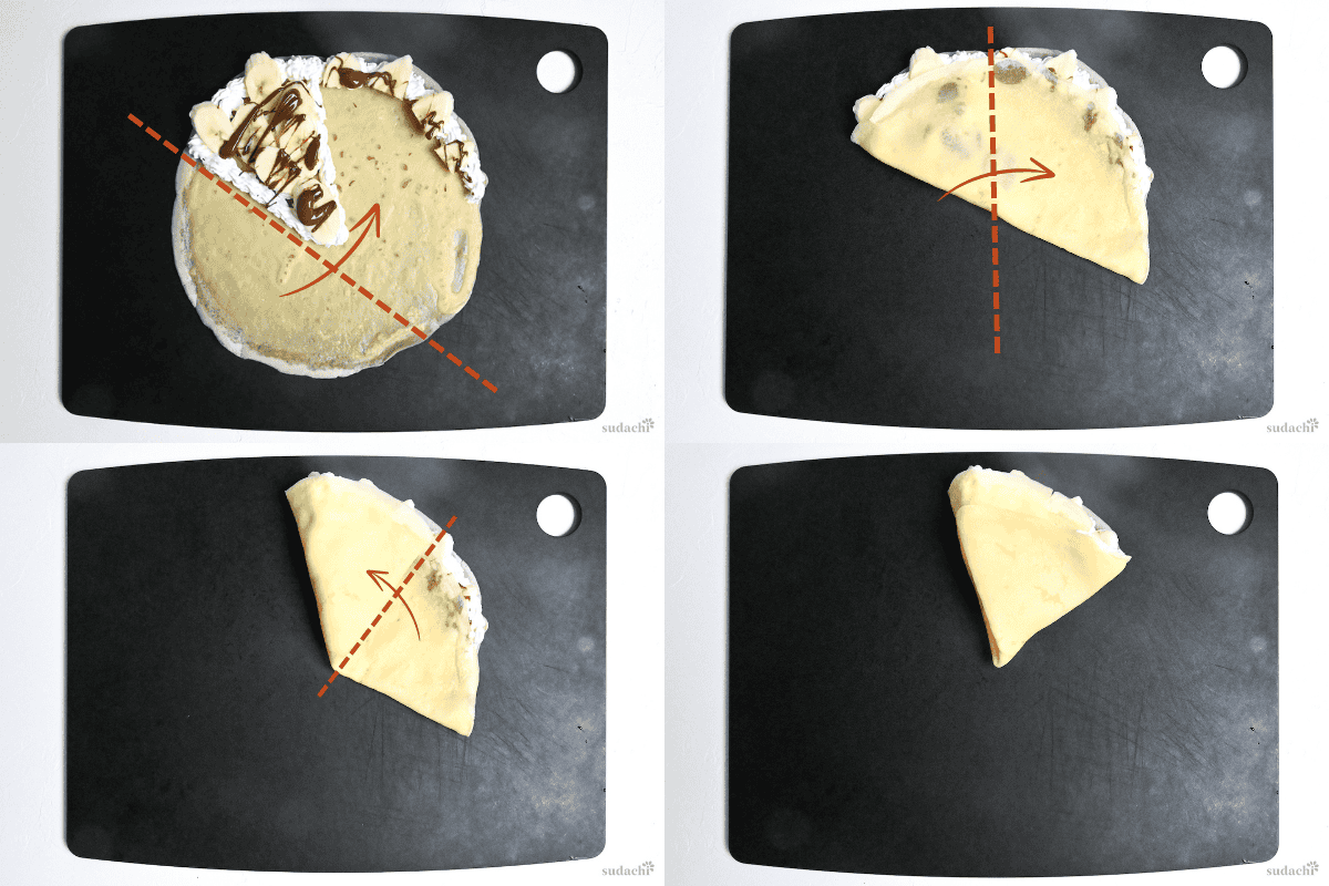 How to fold a Japanese crepe in four steps