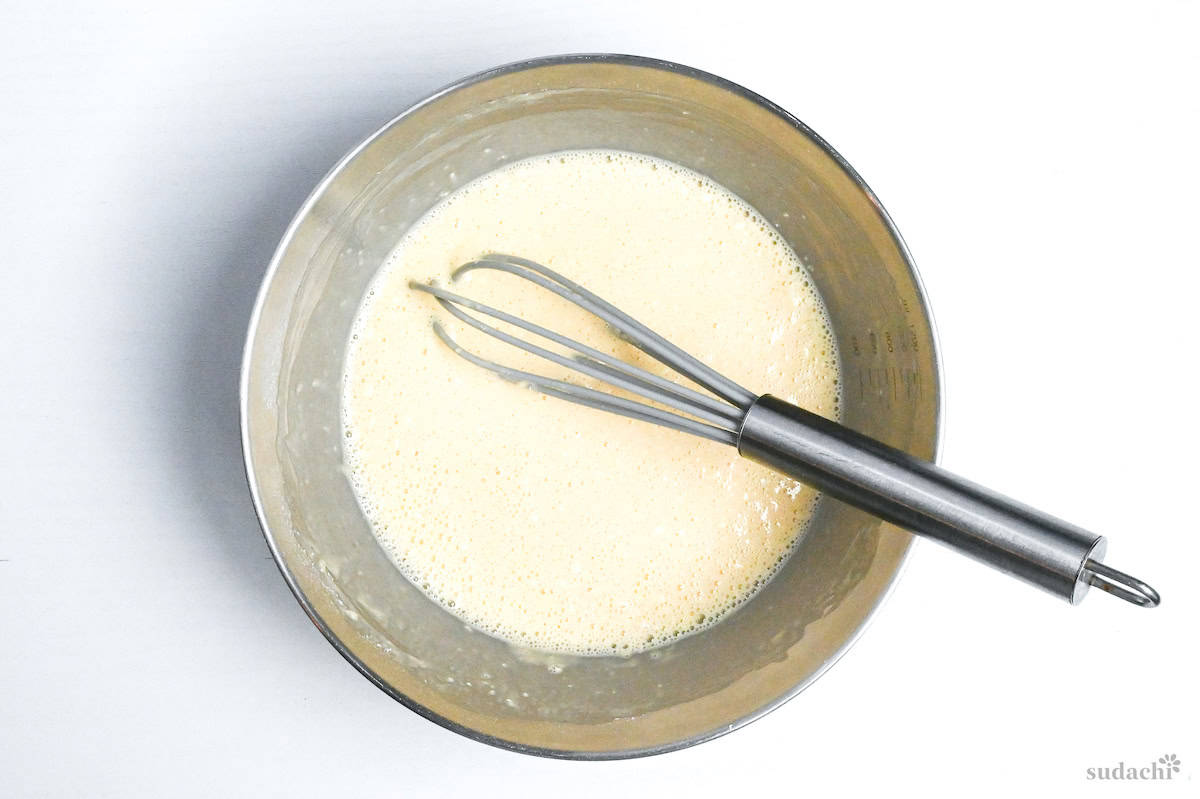 whisked crepe batter until smooth