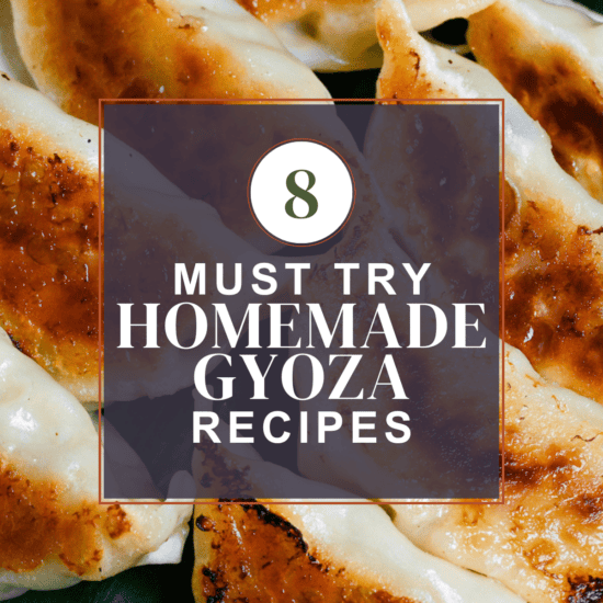 Gyoza roundup thumbnail with crispy pan-fried gyoza in the background