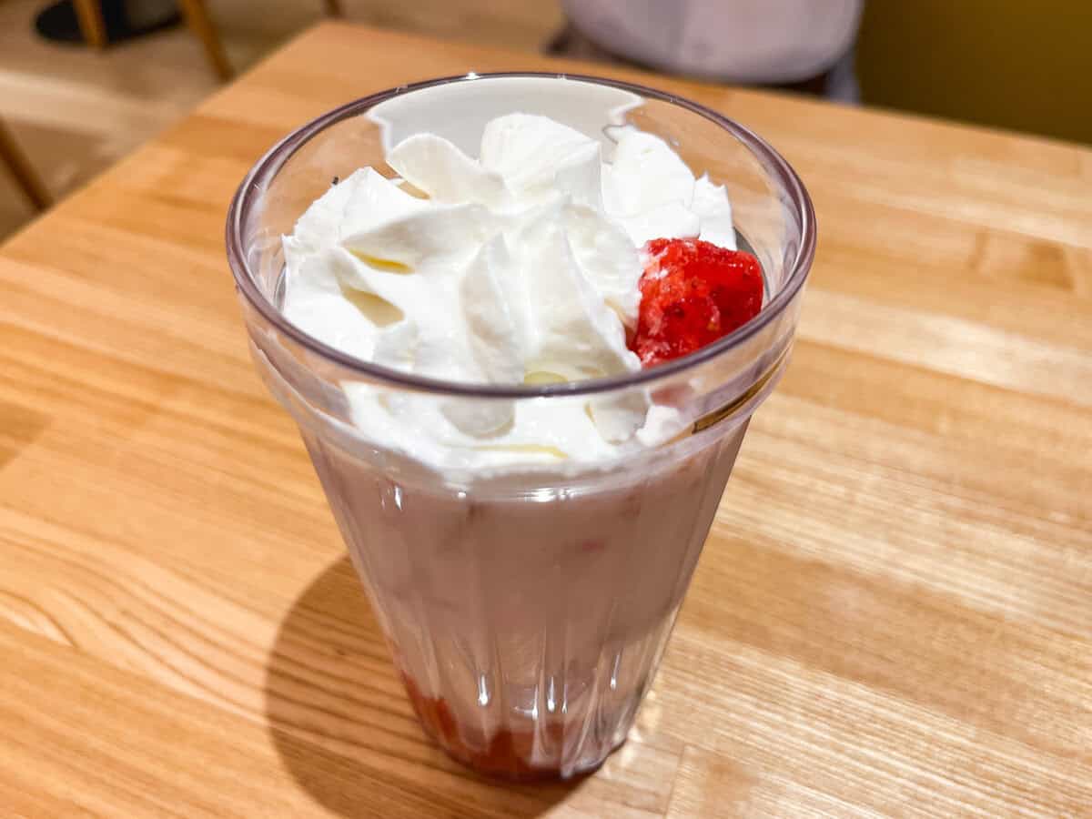 Ichigo daifuku milk from Nana's Green Tea in Japan