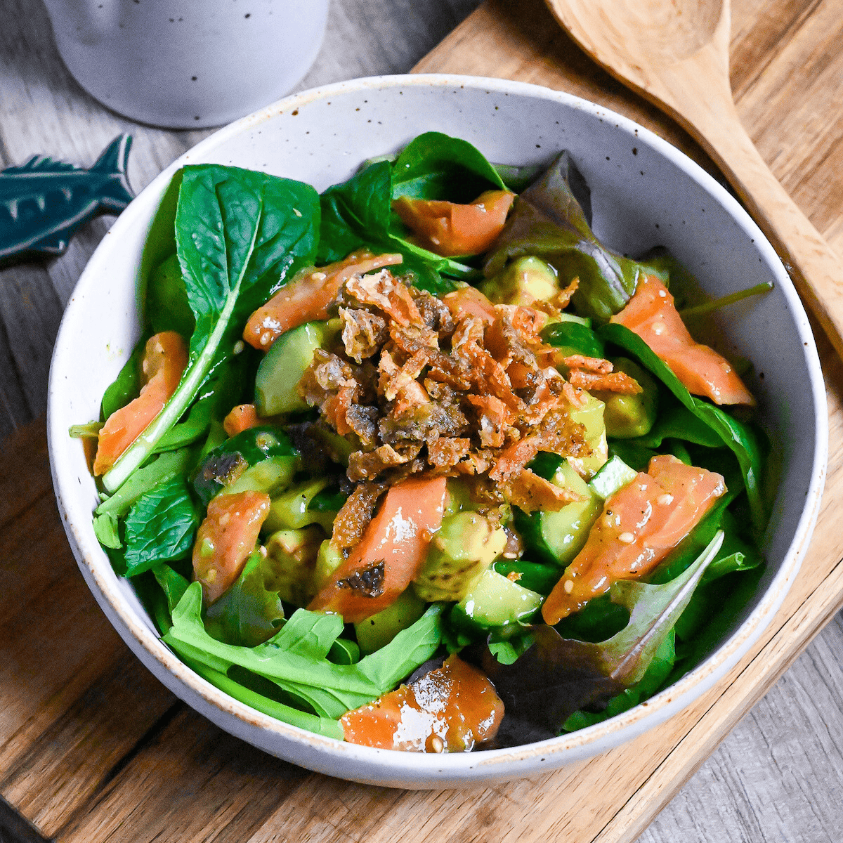 Crispy Salmon Skin Salad With A Japanese Twist