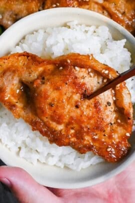 serving suggestion: ginger pork over a bowl of rice