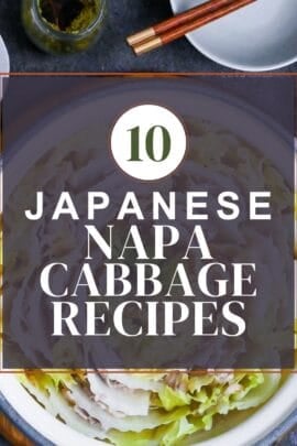napa cabbage recipe roundup thumbnail with mille feuille nabe in the background