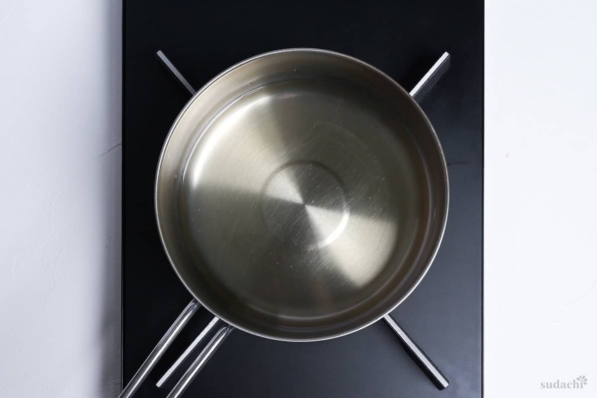 dashi stock in a pot on the stove top