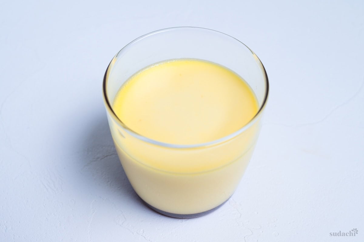 Baked purin with set edges and slightly jiggly center