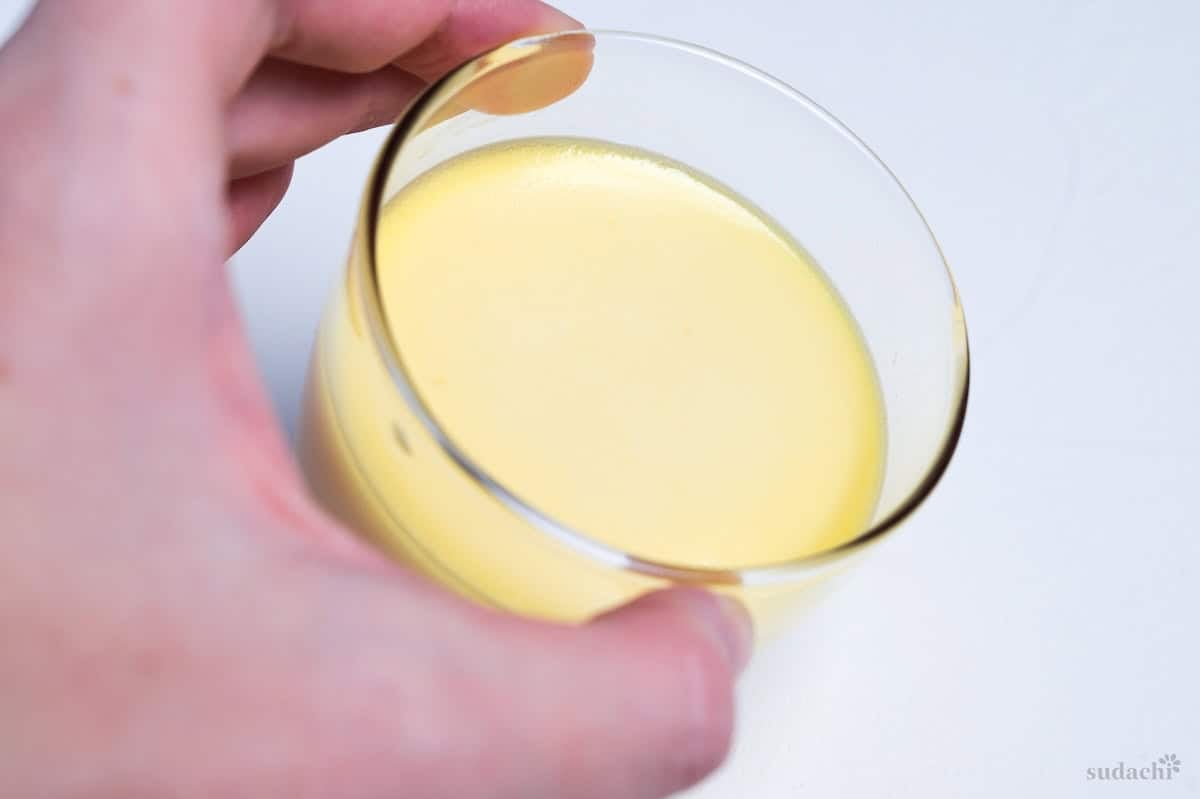 Baked purin with set edges and slightly jiggly center