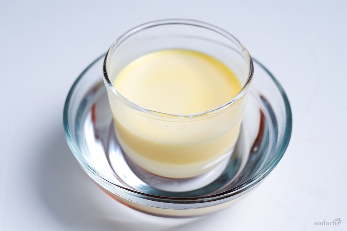 oven baked purin in hot water to help release