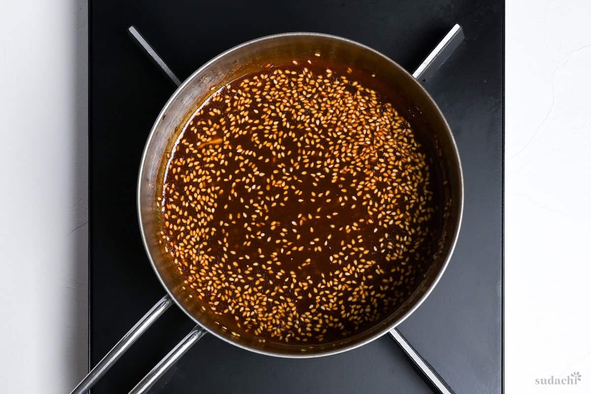 yakiniku sauce in a saucepan on the stove top