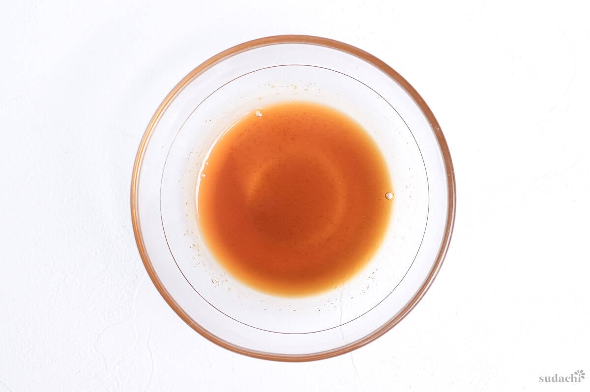 Ingredients to make goma dressing mixed in a glass bowl