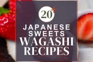 Japanese sweets (wagashi) roundup thumbnail with ichigo daifuku (strawberry mochi) in the background